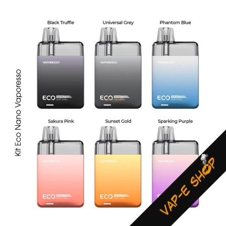Kit Eco Nano Vaporesso. Couleurs proposées par la marque.