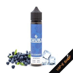 Blueberry Ehuka , e-liquide Myrtille + frais, idéal pour la chicha, PG30%/VG70%, bouteille 70 ml, contenu 50 ml