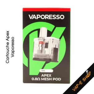 Cartouche Apex 5ml par Vaporesso. Résistance Mesh intégrée de 0.60 ou 0.80 Ohm