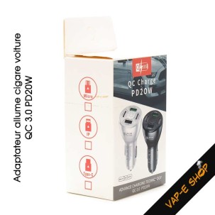 Adaptateur Allume cigare USB QC 3.0 PD20W pour recharger sa vape
