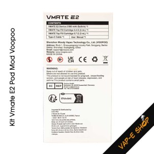 Kit Vmate E2 Pod Mod Voopoo, 30 Watts, batterie 1500 mAh