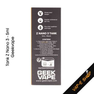 Caractéristiques du Clearomiseur Zeus Nano 3 Geekvape