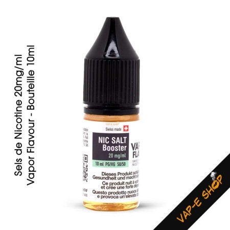 Sels de Nicotine Vapor Flavour contenu 10ml. Teneur en nicotine liquide 20mg/ml. Produit interdit au moins de 18 ans révolus.