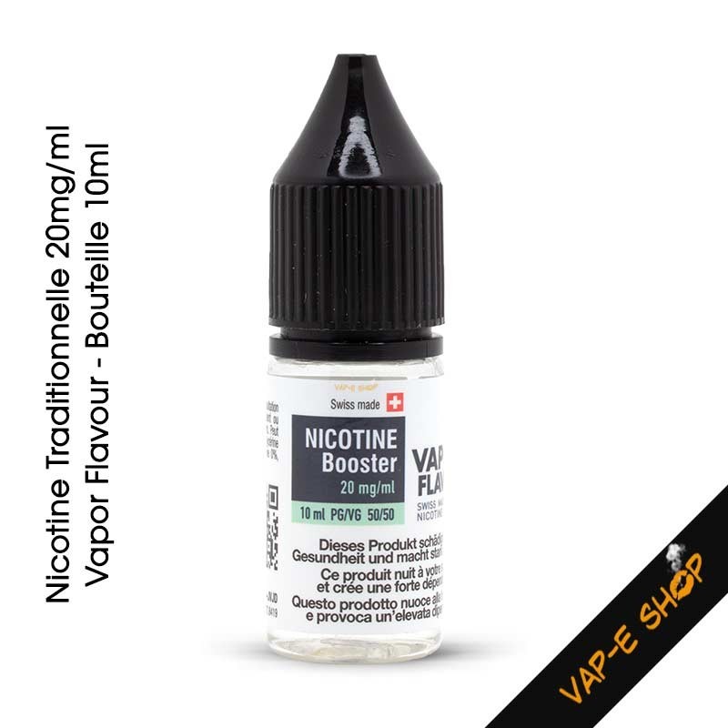 Booster Nicotine Traditionnelle pour E-liquides par Vapor Flavour 20mg/ml - Flacon 10ml
