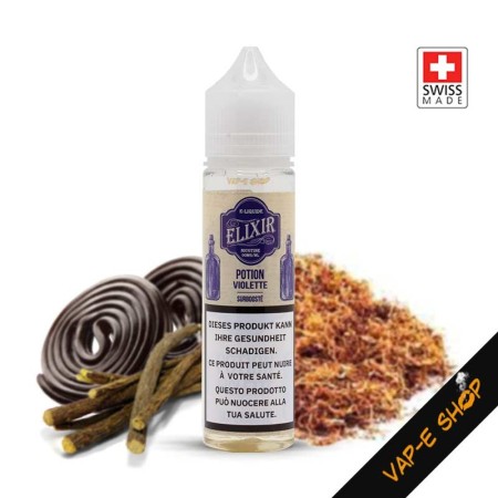 E-liquide Suisse, Elixir Potion Violette, Contenu 50ml. Classic Brun et blond avec une note de reglisse