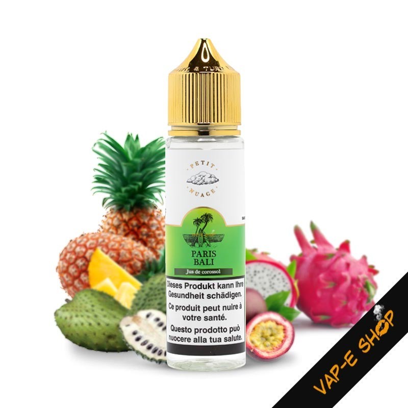 E-liquide Paris Bali par Petit Nuage 50ml un Cocktail Tropical saveurs Corossol, Pitaya, Fruit de la passion et Ananas