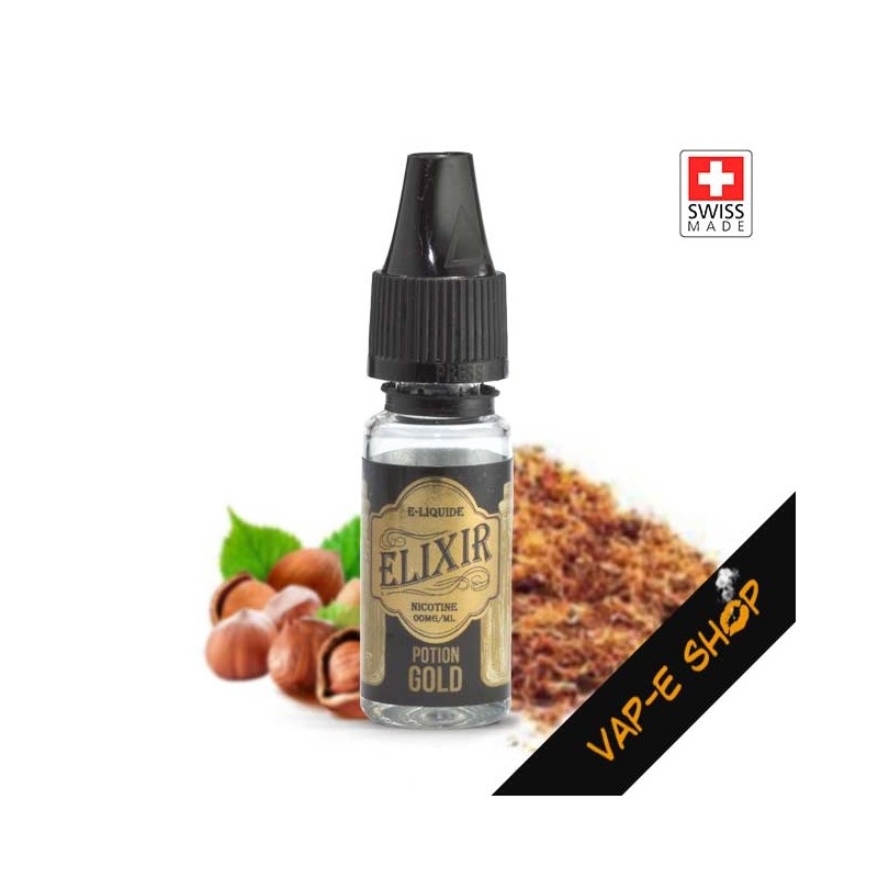 E-liquide Suisse - Potion Gold - Elixir - Goût Tabac Noisette - 10ml