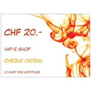Bon cadeau de CHF 20.-, disponible à la boutique de Vape de Vevey