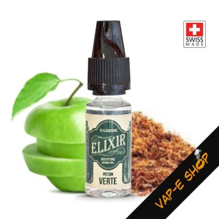 Potion Verte E-Liquide Elixir, goût pomme tabac, E-juice Suisse 10ml