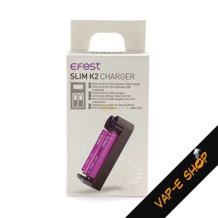 Chargeur Double Accus USB Efest Slim K2, avec indicateur de charge