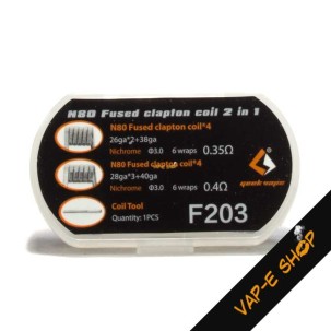 F203 Geek Vape - N80 Fused Clapton Coil - Boîte de 8 résistances