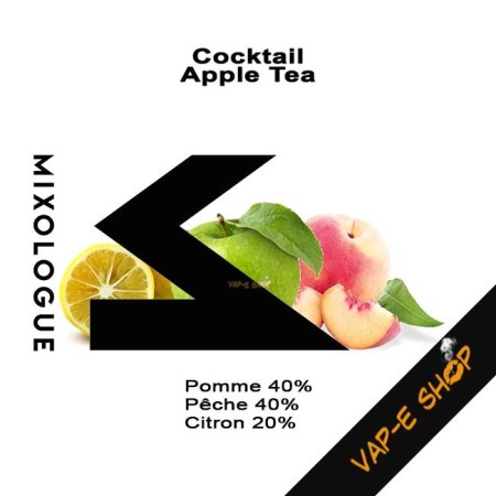 E-liquide Mixologue Apple Tea, cocktail fruité pomme, pêche, citron